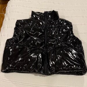 Shiny Black Puffer Vest